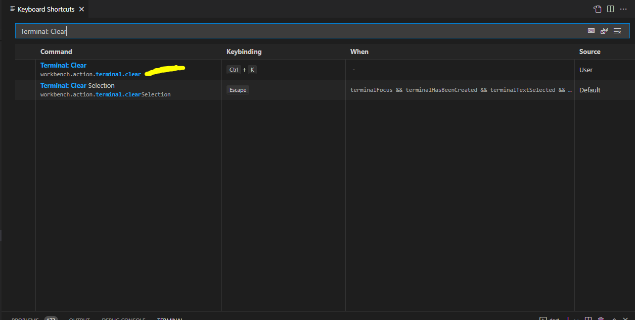 How to Set Clear Shortcut command in VS Code - Nucleio Information Services