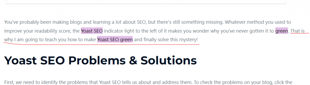 introduction with added new sentences to mention the keyphrase how to make Yoast SEO green