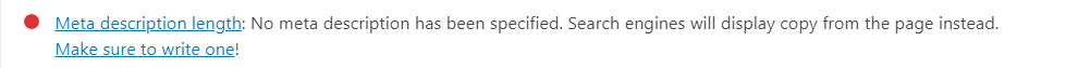 metadescription length problem later to be solved to make Yoast SEO green.