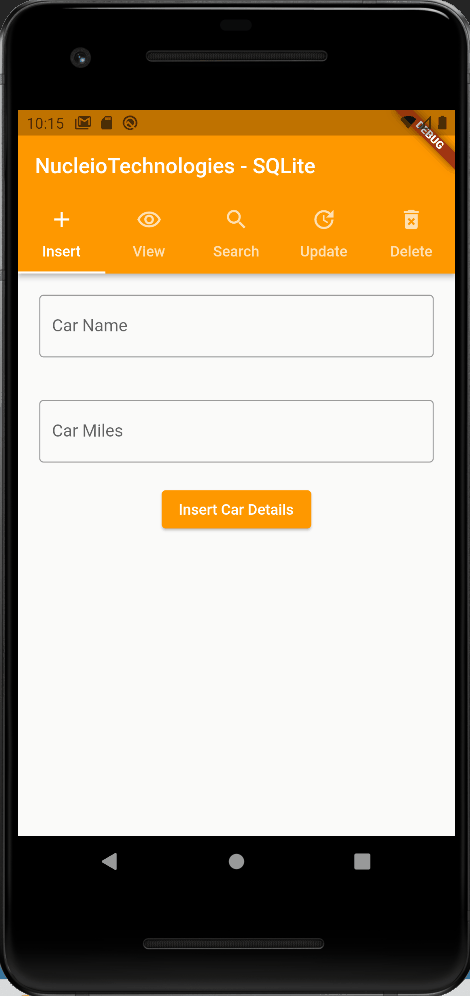 An image of an app made in Flutter using SQLite.