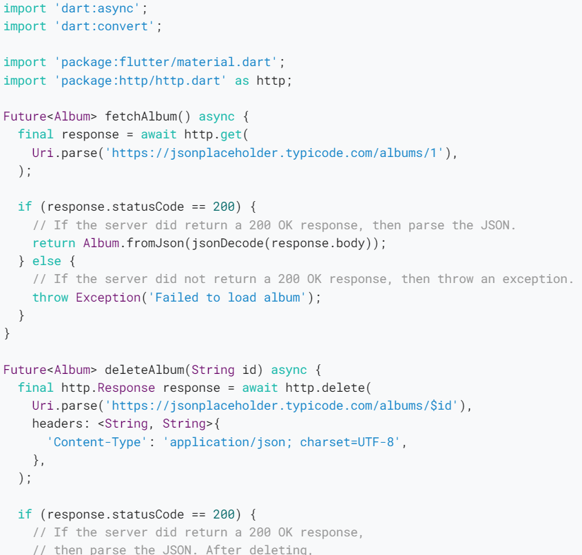 A code to delete data using http on flutter.