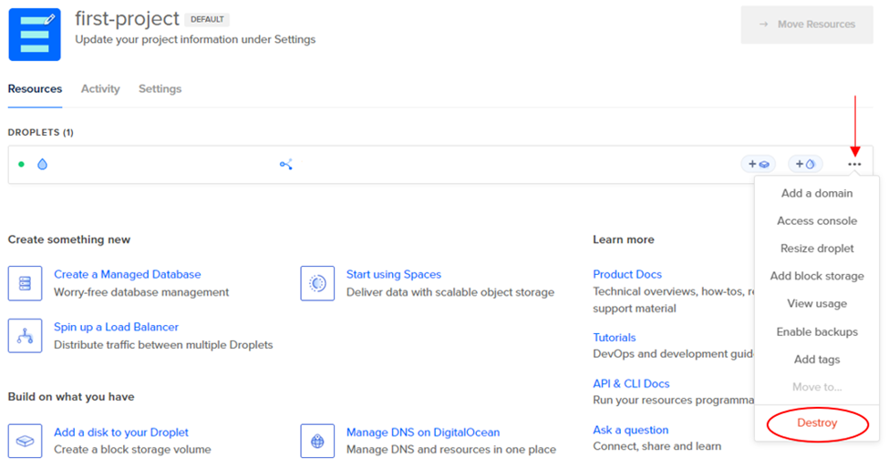 How To Destroy A DigitalOcean Droplet