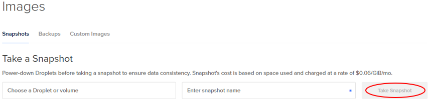 Take a Snapshot on DigitalOcean