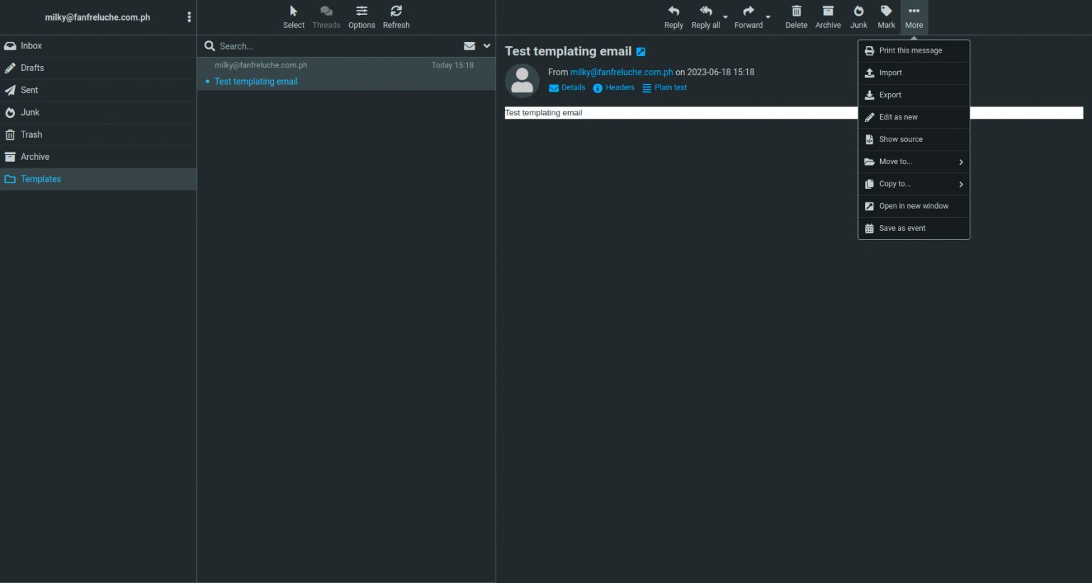 Creating Template Emails in Roundcube | Nucleio Information Services