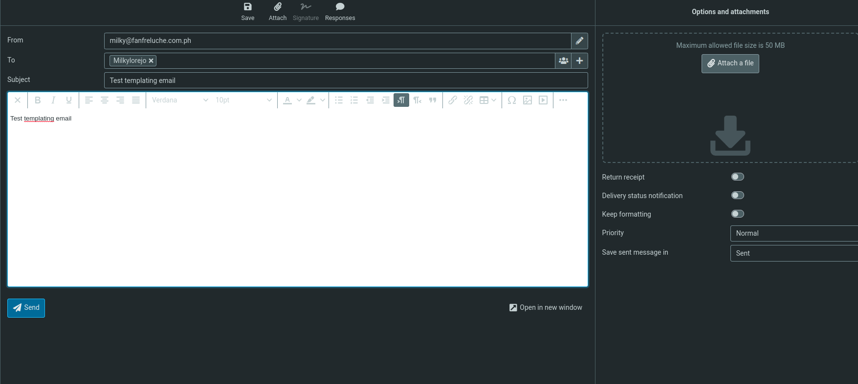 Creating Template Emails in Roundcube | Nucleio Information Services