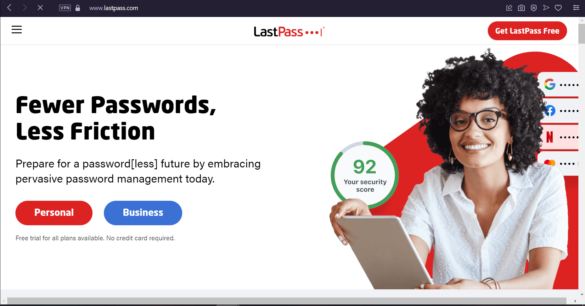 website of LastPass that shows what is it